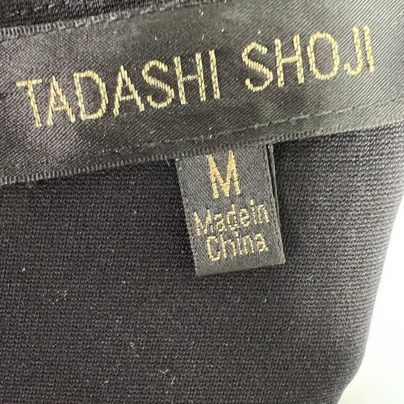 Tadashi Shoji Women M Tall Black Evening Gown Silver Beaded Elegant Jersey Dress - Picture 12 of 16